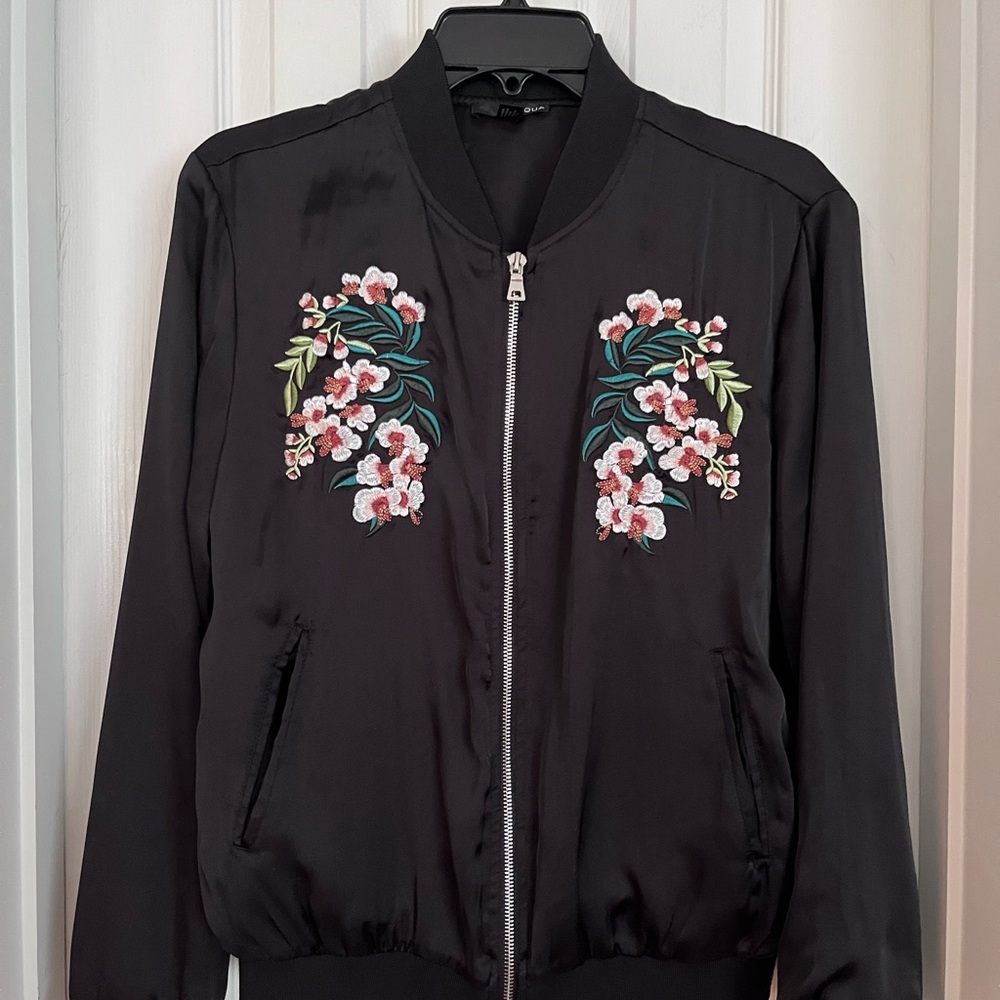 Aqua Black Bomber Jacket with Satin Finish